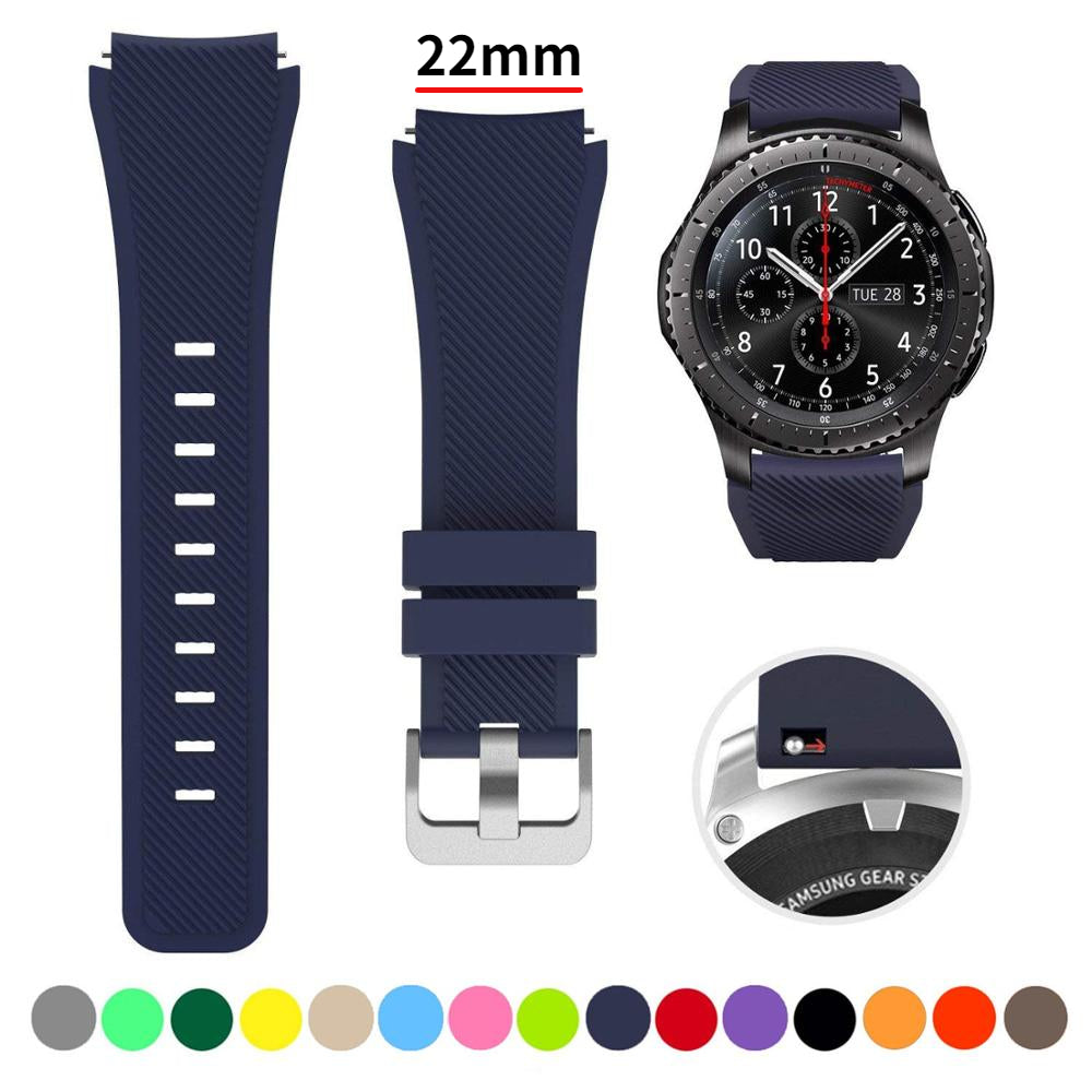 22mm Silicone Band for Samsung Galaxy Watch 3 45mm/huawei watch GT2 46mm/Gear S3 Watchband Bracelet Strap for Amazfit GTR 47mm