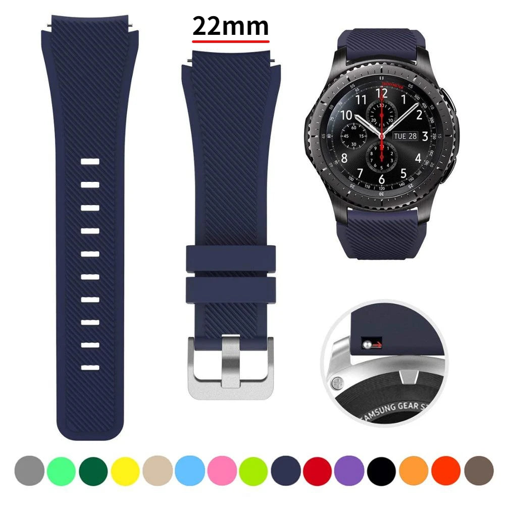 22mm Silicone Band for Samsung Galaxy Watch 3 45mm/huawei watch GT2 46mm/Gear S3 Watchband Bracelet Strap for Amazfit GTR 47mm