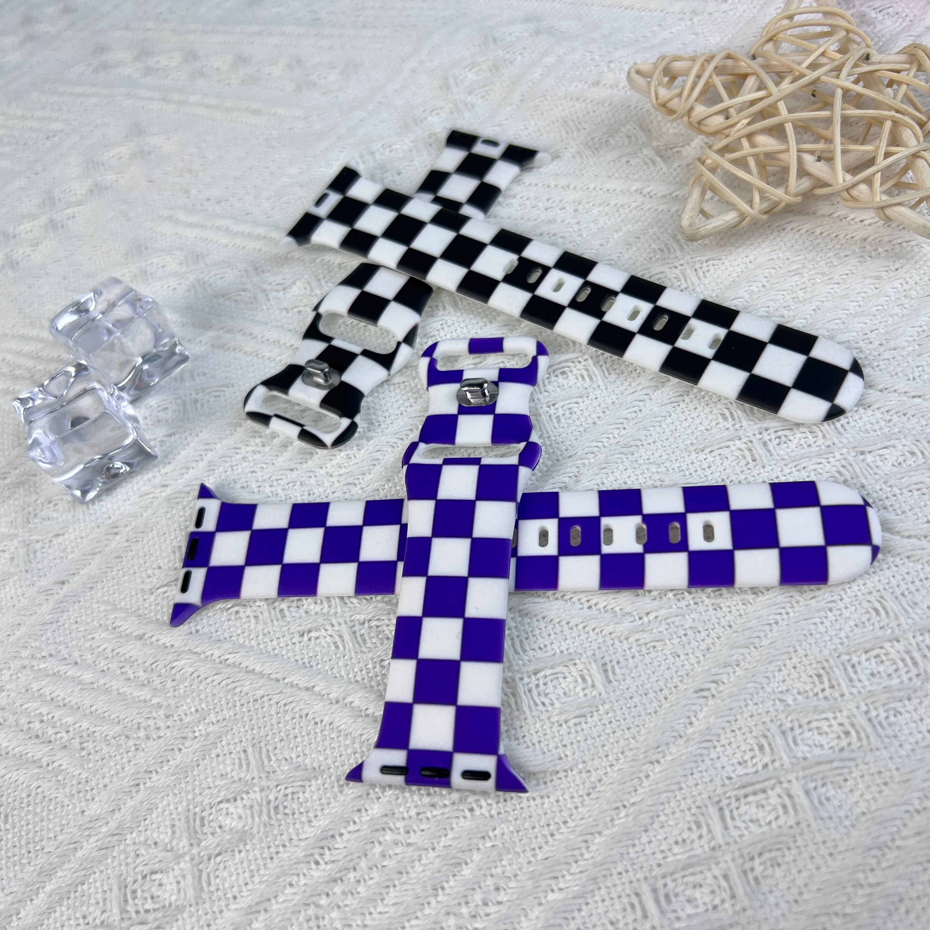 Lattice Printed band for Apple Watch 10 9 8 7 SE Silicone band Replaceable band for Apple Watch 46mm 44mm 42mm 41mm Watchband