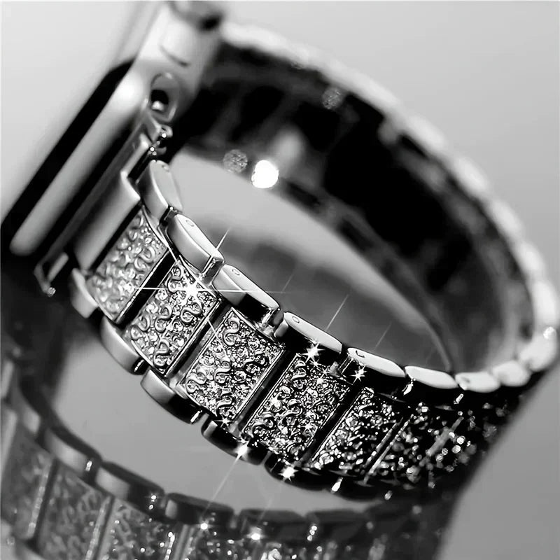 Diamond case+band For Apple Watch band 45mm 40mm 44mm 41mm 38mm 42mm 44mm metal Belt Apple Watch Series 9 8 7 SE 6 5 Women band
