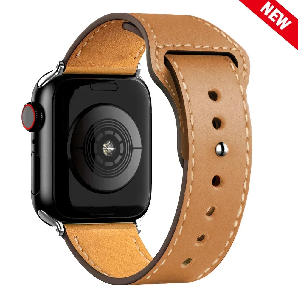 Leather band For Apple Watch Ultra 2 49mm 41mm 45mm 44mm 40mm 46mm 42mm Wrist band for Apple Watch Series 9 8 7 3 4 5 6 10
