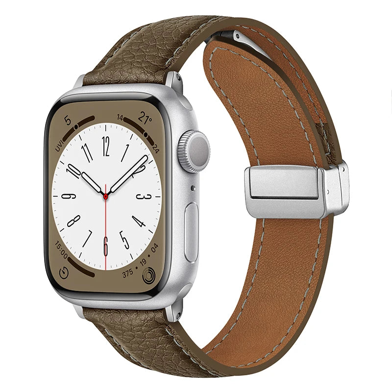 Leather Magnetic Buckle band for Apple Watch 8 7 45mm 41mm Ultra 49mm PU Leather band for Apple Watch Series 6 5 4 3 44mm 42mm 40mm