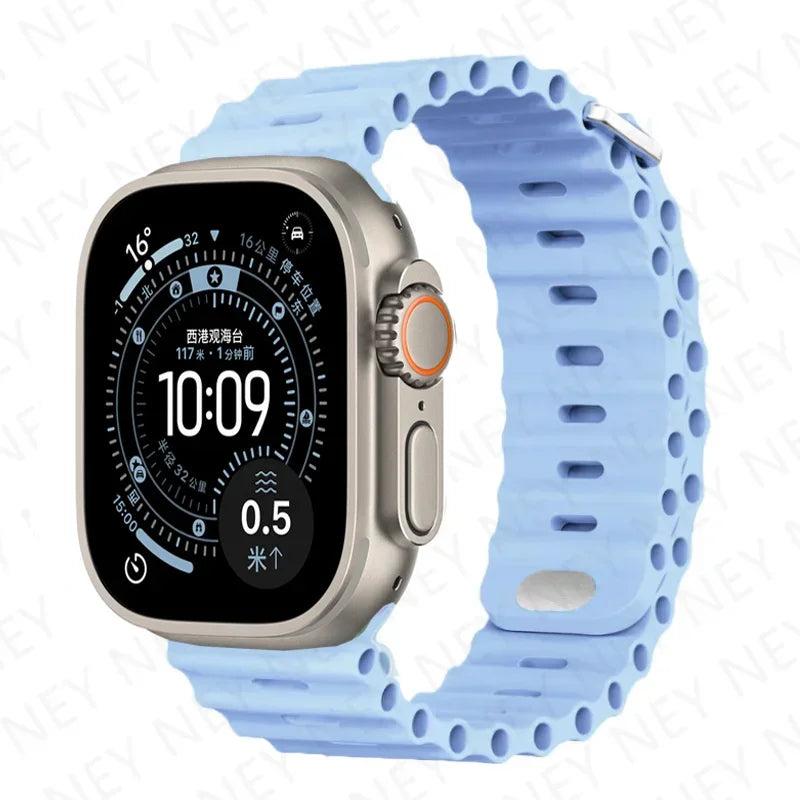 Silicone Ocean band for Apple Watch band Series Ultra 9 8 7 6 5 11 10 SE Apple Watch band 42mm 44mm 45mm 49mm 40mm 41mm 46mm band