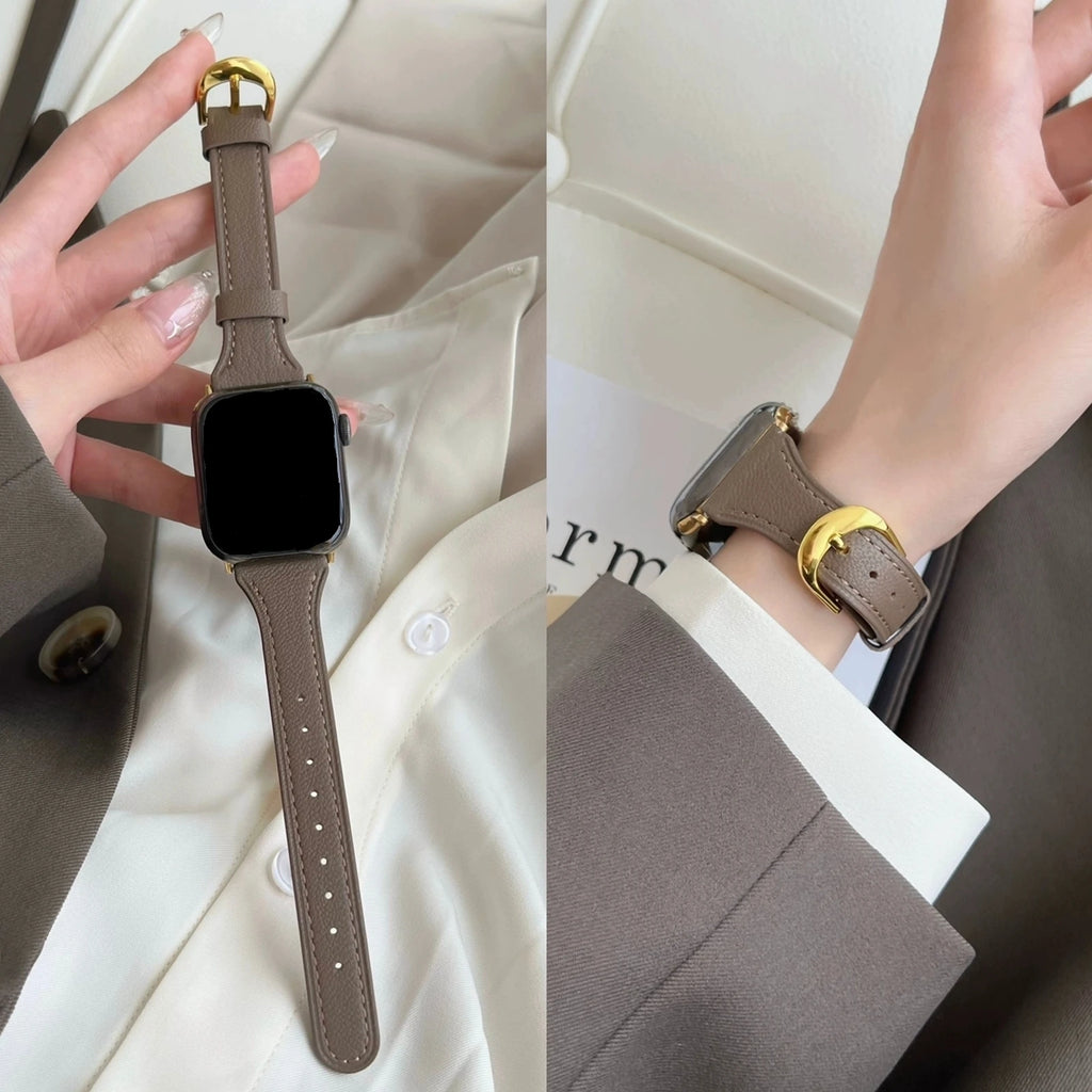 Leather loop For Apple Watch band Thin women Series Ultra 10 9 8 7 6 38mm 40mm 41mm 42mm 44mm 45mm 46mm band