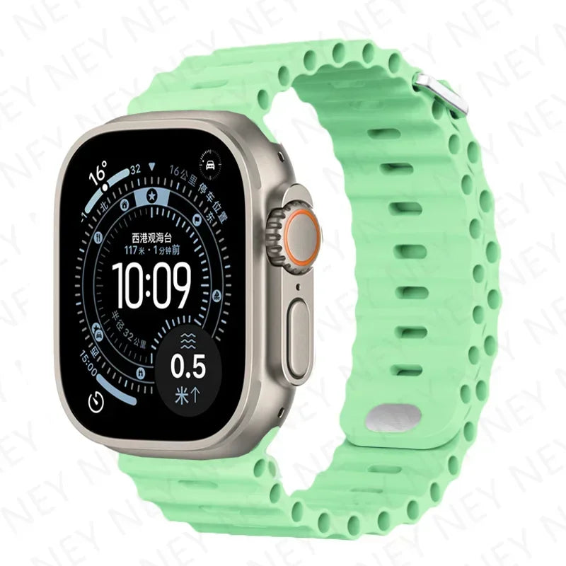 Silicone Ocean band for Apple Watch band Series Ultra 9 8 7 6 5 11 10 SE Apple Watch band 42mm 44mm 45mm 49mm 40mm 41mm 46mm band