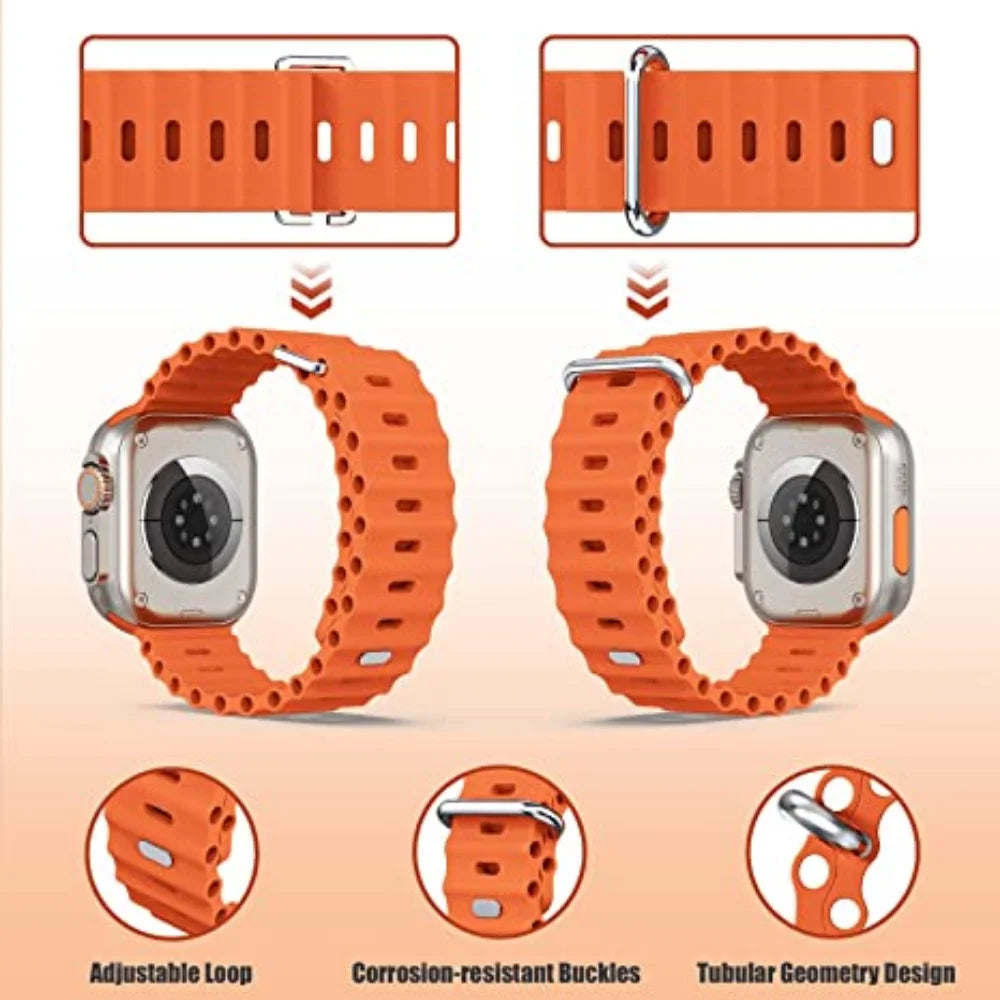 Ocean band for Apple Watch Ultra 3 2 band 49mm Series 45mm 41mm 46mm 42mm 40mm 44mm Silicone watch band Apple Watch 11 10 9 8 7 6 5 SE2