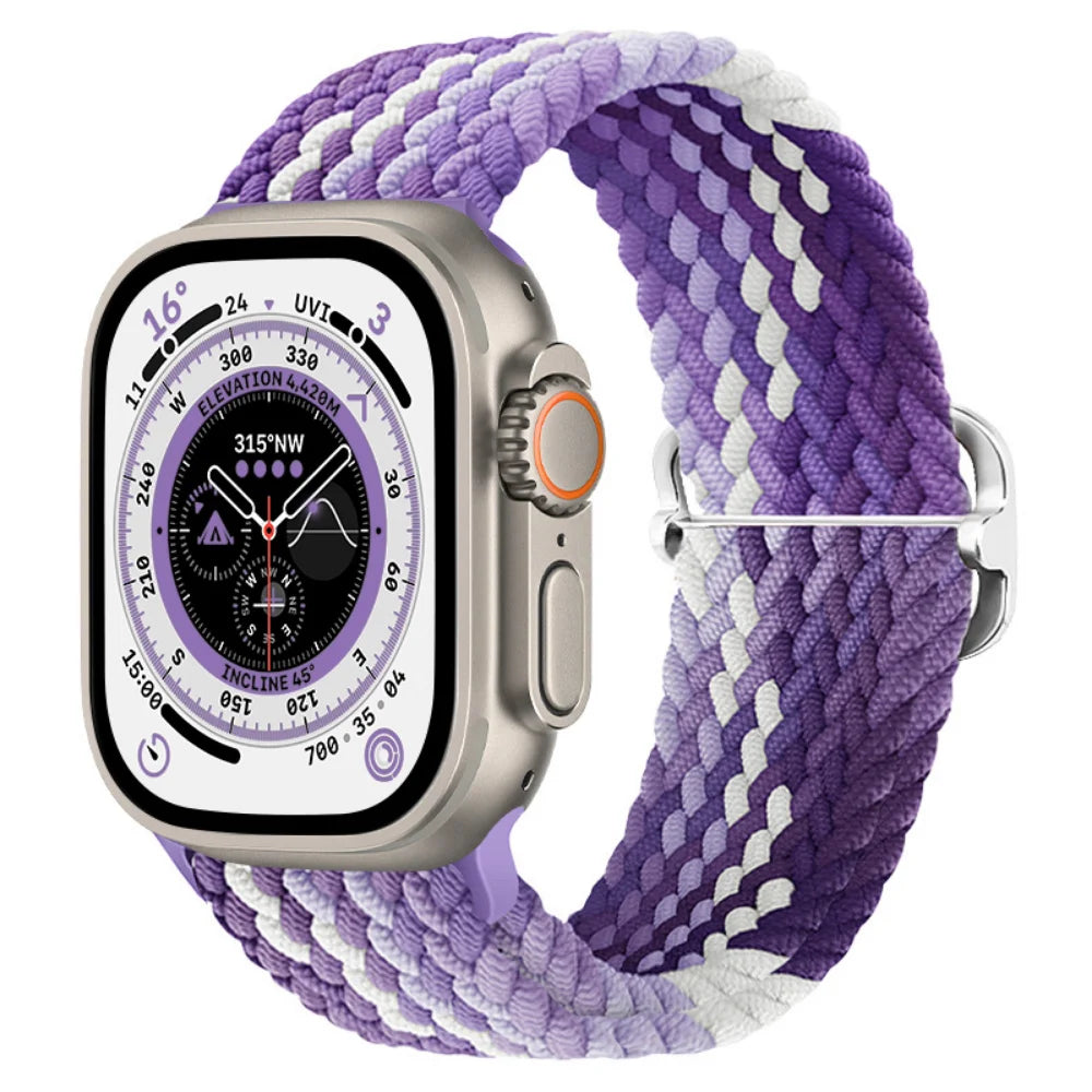 Braided Nylon band For Apple Watch Ultra 49mm 46mm 45mm 44mm 42mm 41mm 40mm Elastic band Apple Watch 11 10 9 8 7 SE 4 5 6 Belt