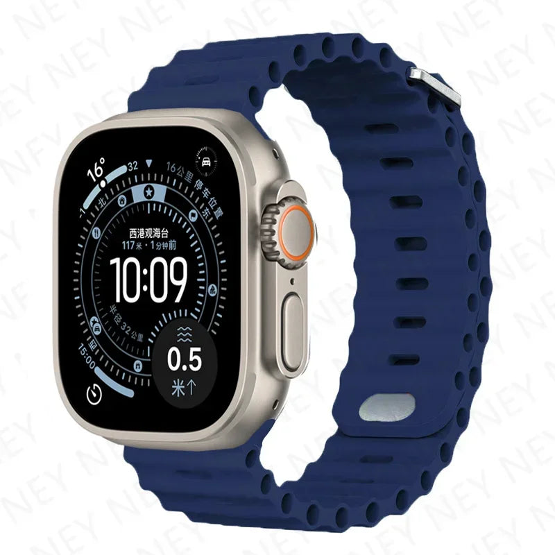 Silicone Ocean band for Apple Watch band Series Ultra 9 8 7 6 5 11 10 SE Apple Watch band 42mm 44mm 45mm 49mm 40mm 41mm 46mm band