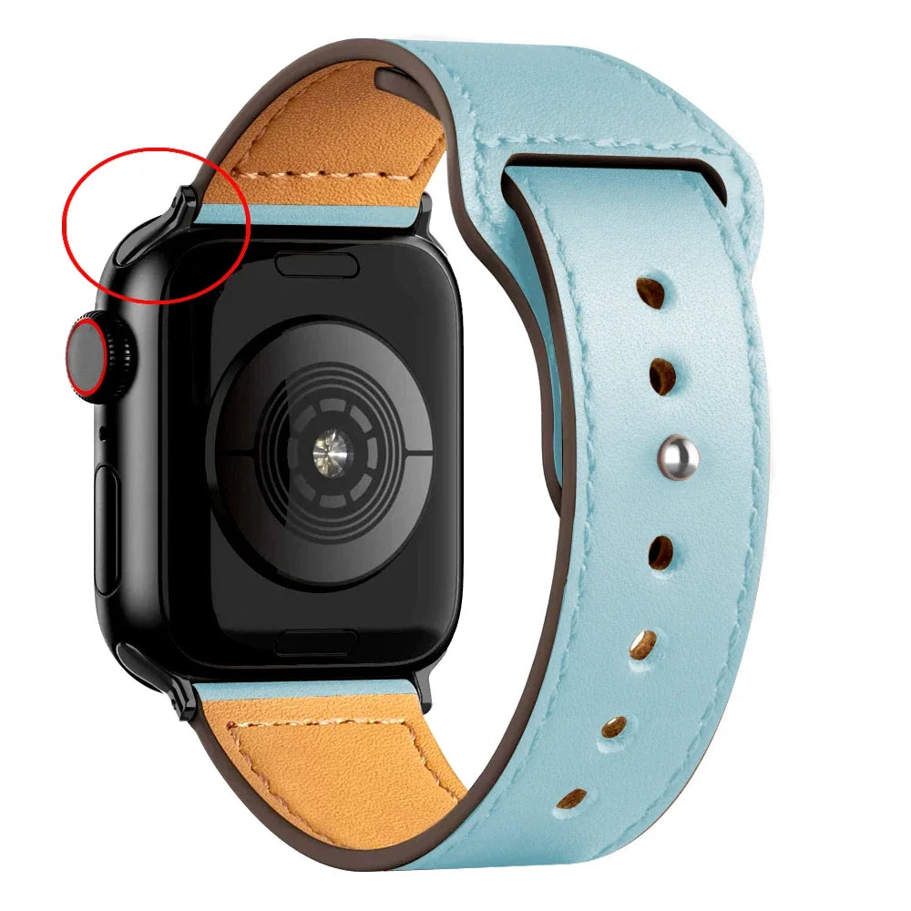 Leather band For Apple Watch Ultra 2 49mm 44mm 40mm 41mm 45mm 38mm 42mm wrist band for Apple Watch Series 9 8 7 3 4 5 6 se