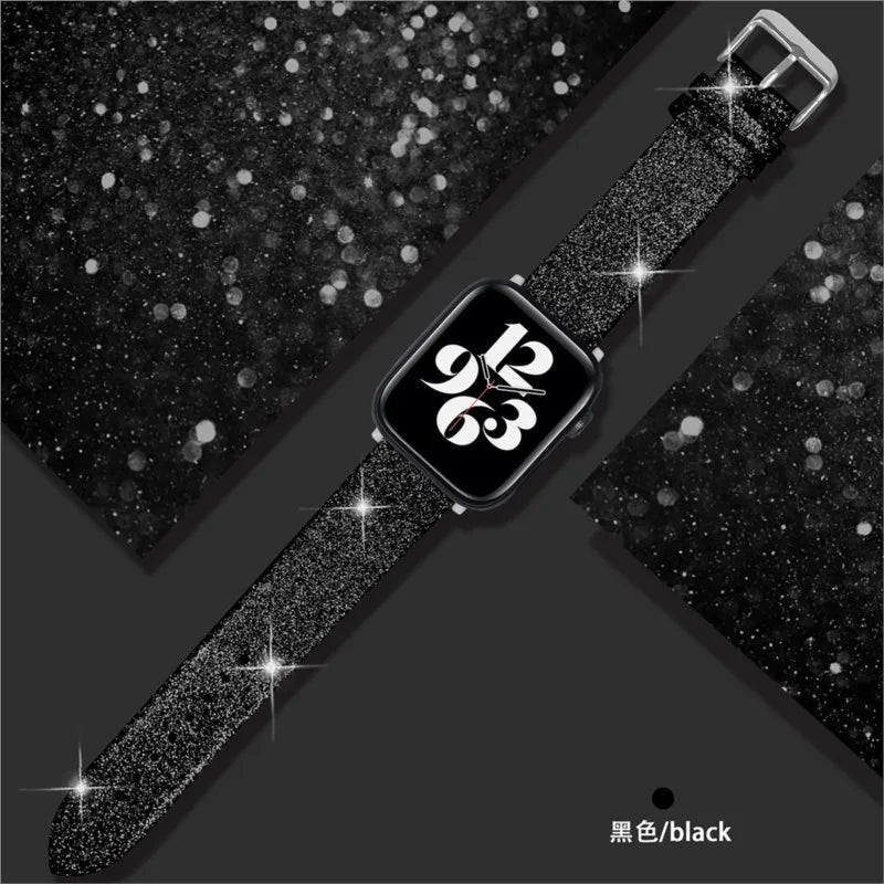 Leather band for Apple Watch band Ultra 49mm 38mm 40mm Women 42mm 44mm 41mm 45mm Glitter band i Watch Series 7 8 6 5 4 3 2