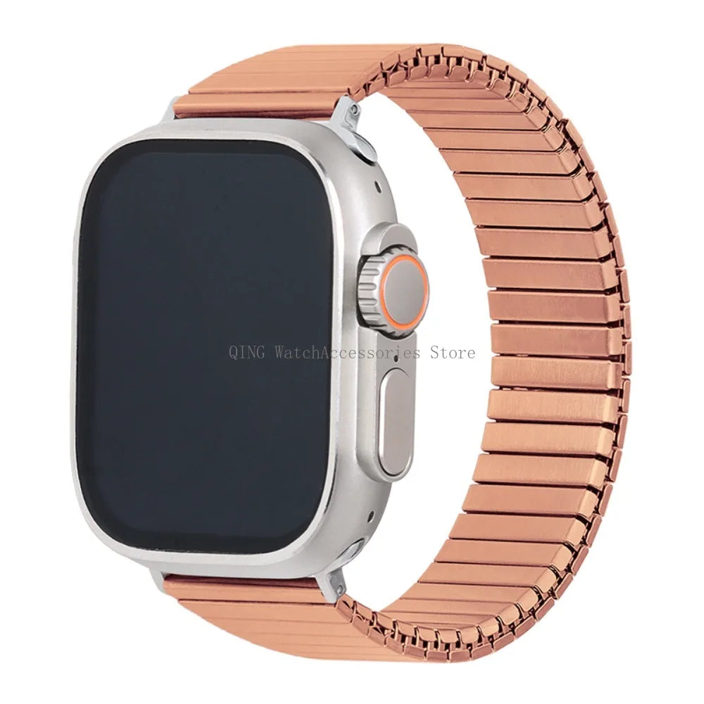 for Apple Watch band 40mm 44mm 45mm 41mm Slim metal Elastic Stretch watch band Bracele band for Apple Watch 7 6 SE 5 4 8 49mm 42mm 38mm