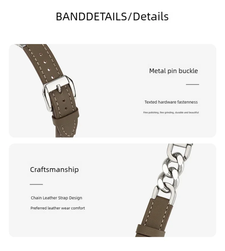 Leather band for Apple Watch 10 band 46mm 42mm 44mm 40mm 41mm 45mm Women Stainless Steel band Apple Watch Series 9 8 SE 7 6 Belt