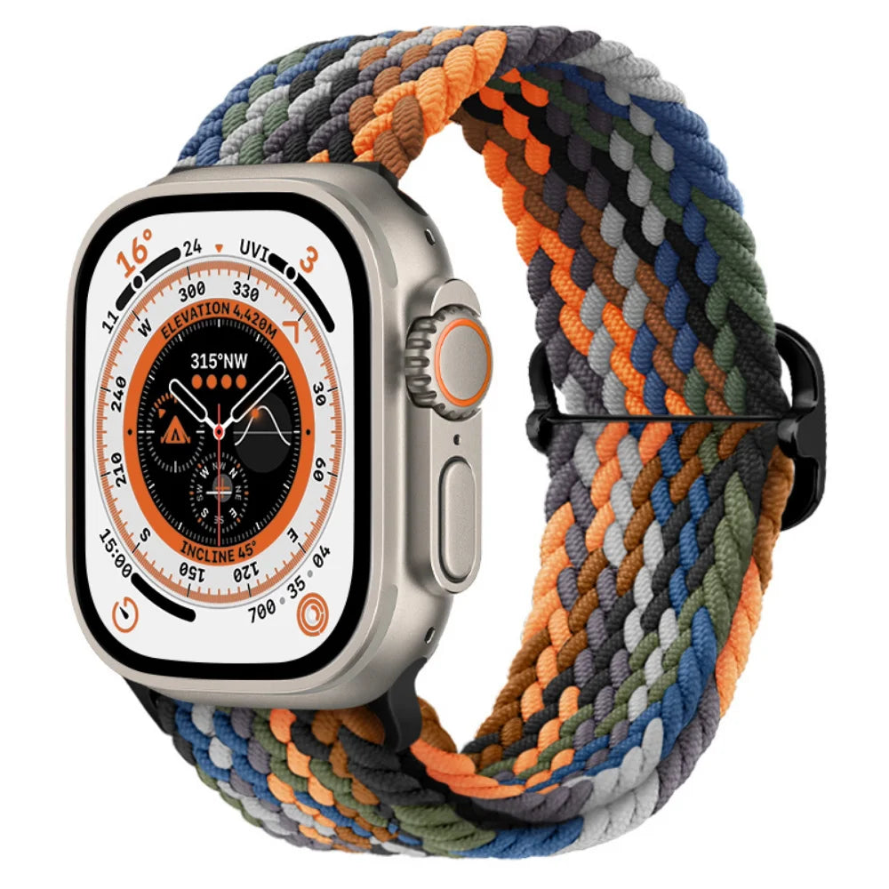 Braided Nylon band For Apple Watch Ultra 49mm 46mm 45mm 44mm 42mm 41mm 40mm Elastic band Apple Watch 11 10 9 8 7 SE 4 5 6 Belt