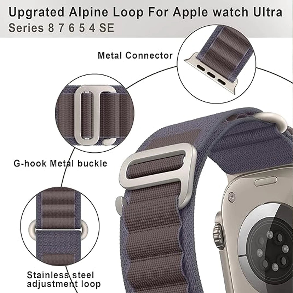 Alpine band for Apple Watch Ultra 2 band 49mm 46mm 45mm 44mm 40mm 41mm 42mm Nylon Correa band Apple Watch Series 9 8 10 SE 7 6 5