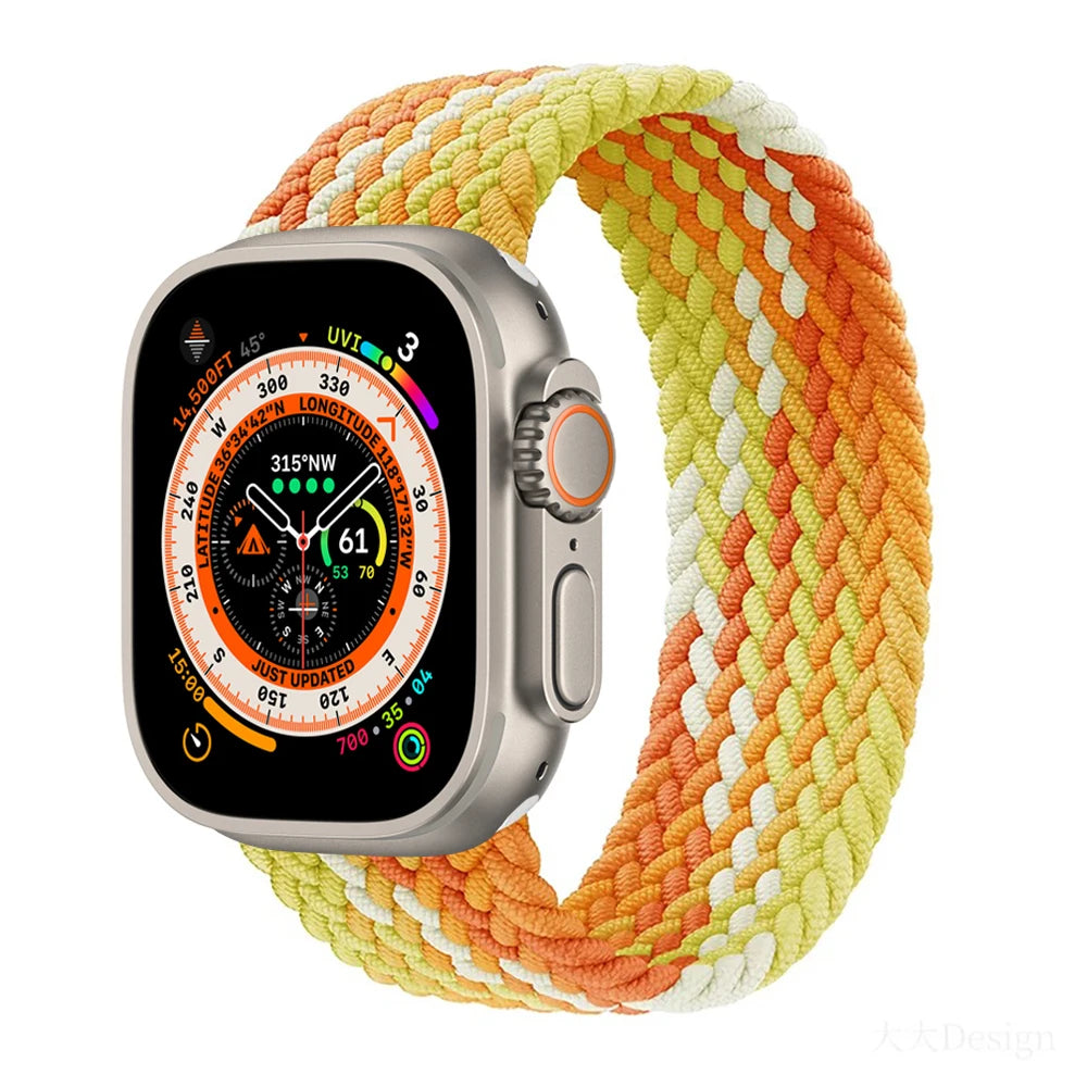 Braided Solo Loop For Apple Watch band 44mm 40mm 45mm 41mm 49mm 42mm 46mm band Apple Watch Series 10 9 SE 8 7 6 5 4 Ultra 2 Band