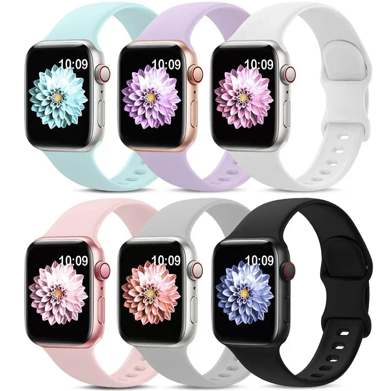 Silicone band For Apple Watch band 44mm 40mm 45mm 41mm 42mm 46mm sport wrist band Apple Watch serie 10 8 7 SE 4 5 6 9 Ultra 2 49mm