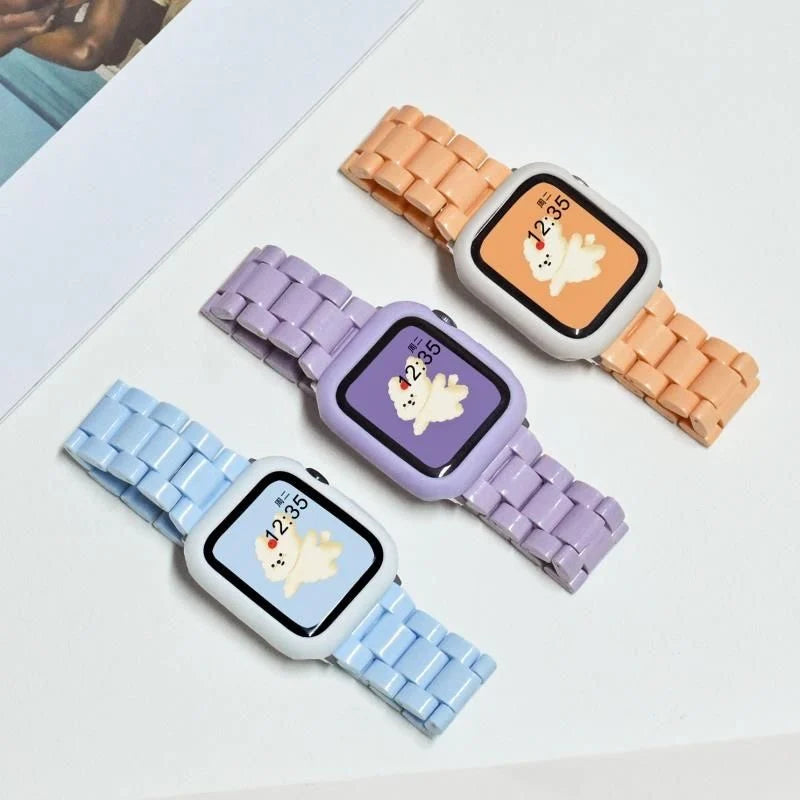 Resin Watch band for Apple Watch 44mm band 42mm 38mm correa watch band for Apple Watch Series 10 8 7 6 SE 5 4 40mm 41mm 45mm 49mm Ultra