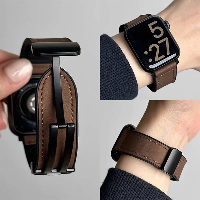 Leather band for Apple Watch 10 Ultra 9 band 46mm 49mm 42mm 44mm 45mm 40mm 41mm band men Silicone Apple Watch Series 9 8 7 SE 6 5