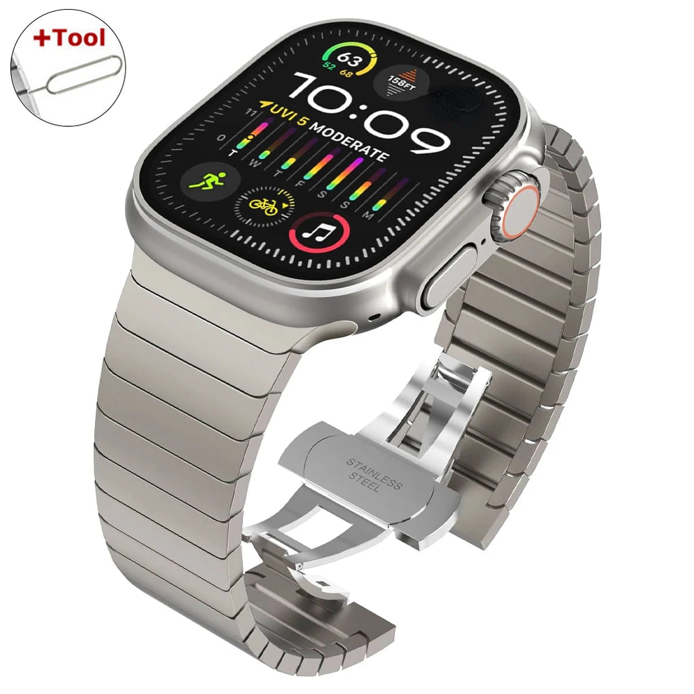 Ultra 3 2 Titanium Color For Apple Watch Ultra 49mm 45mm 44mm 42mm Luxury band Apple Watch 11 46mm 41mm 9 10 Stainless Steel Band