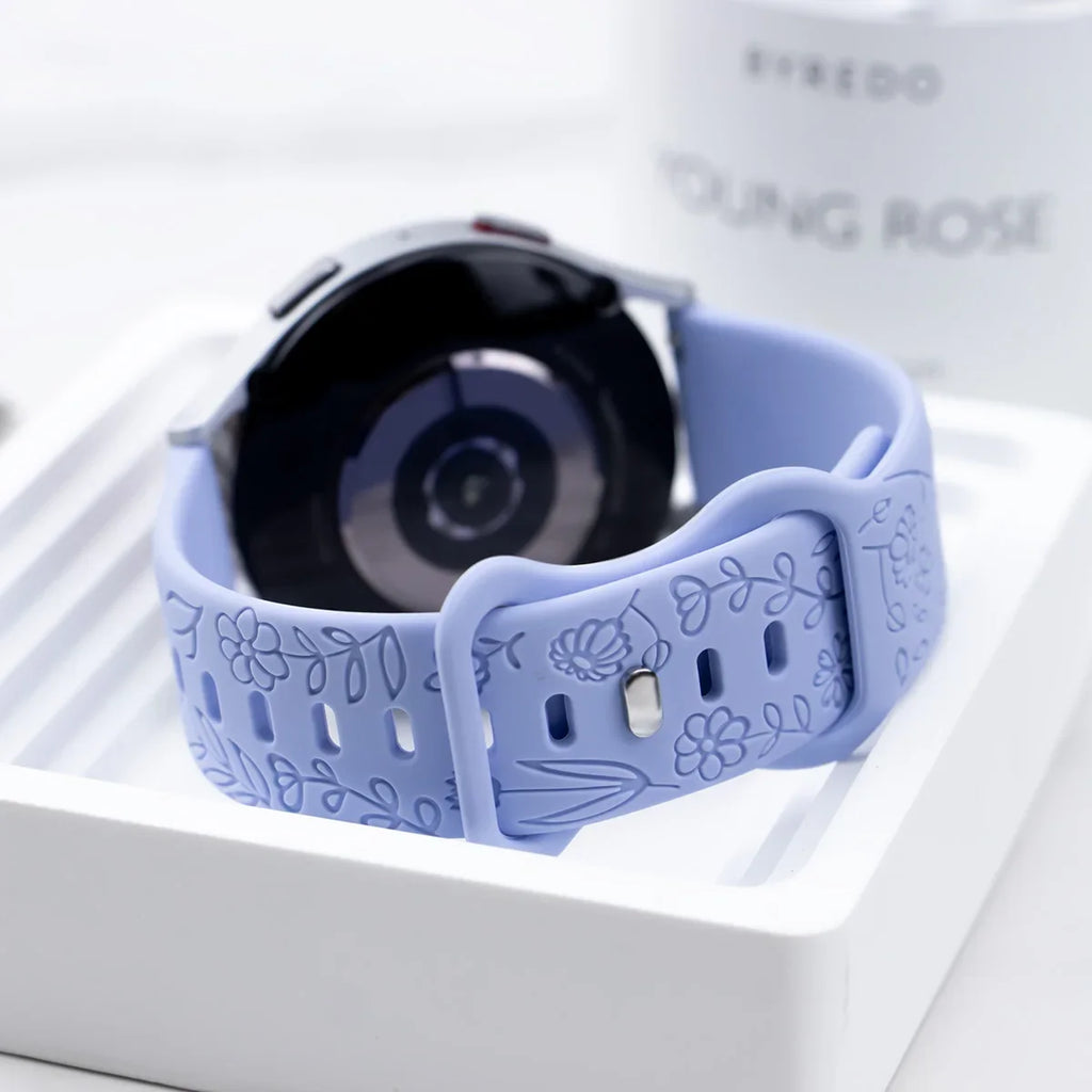 Prints Design Strap for Samsung Galaxy Fit 3 Watch Band Silicone Engraving Bracelet for Samsung Galaxy Fit3 Floral Wristband