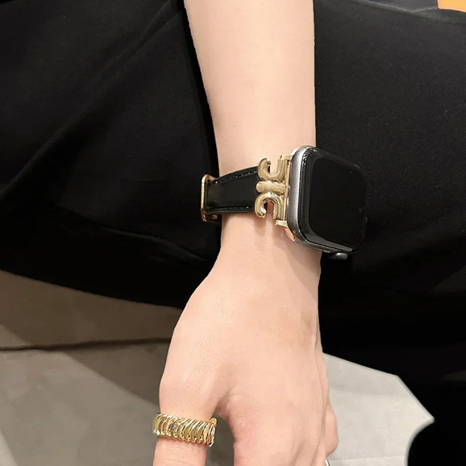 For Apple Watch band Series Ultra 10 9 8 7 6 5 Luxury Leather loop For Women 38mm 40mm 41mm 42mm 44mm 45mm 46mm 49mm band