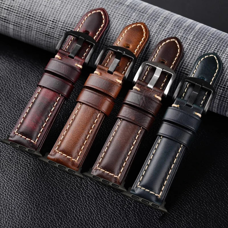 Vintage Cow Leather Watch band for Apple Watch band 46mm 42mm 49mm 45mm 44mm Ultra 3 2 Leather band for Apple Watch Series 11 10 9
