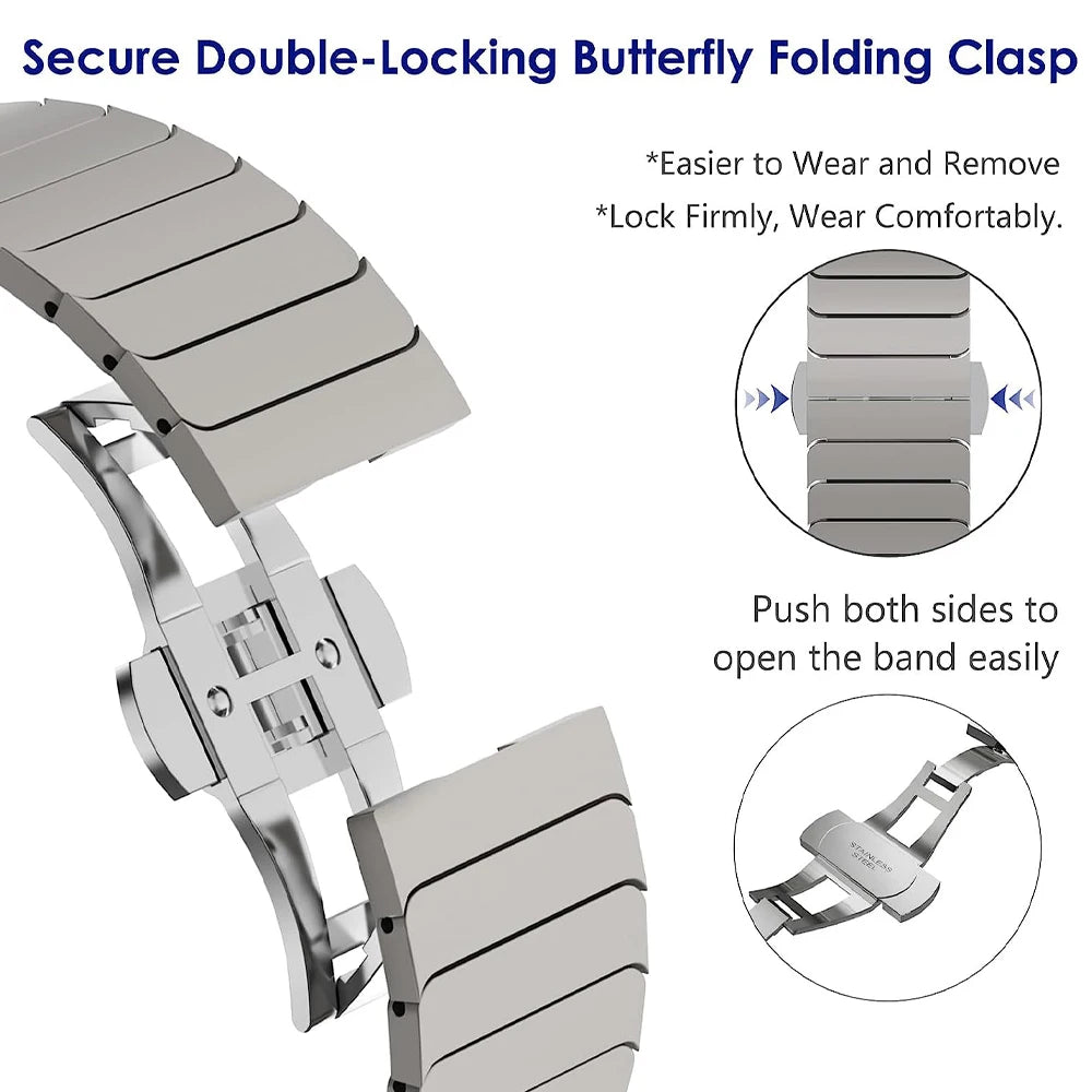 Ultra 3 2 Titanium Color For Apple Watch Ultra 49mm 45mm 44mm 42mm Luxury band Apple Watch 11 46mm 41mm 9 10 Stainless Steel Band