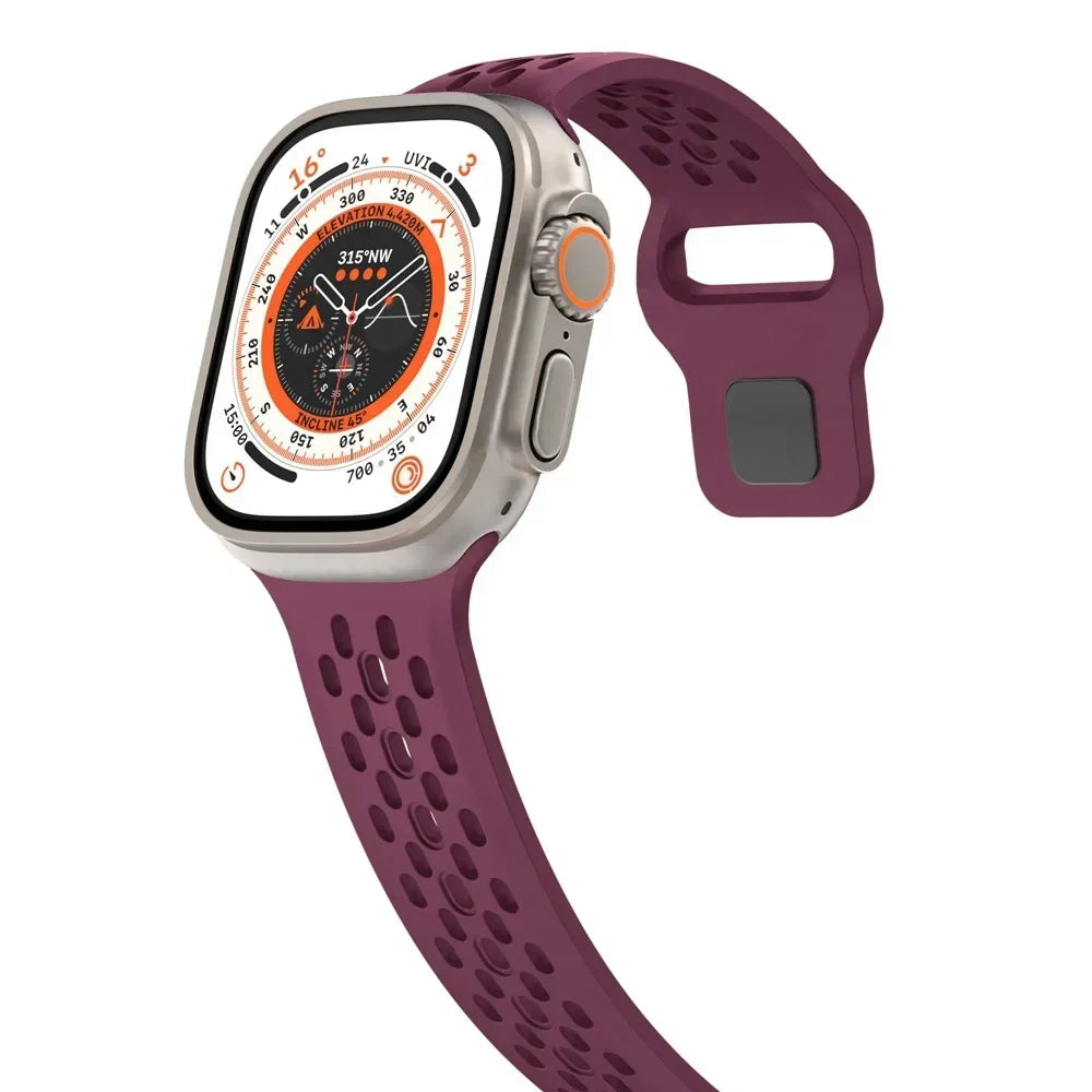 Sport Silicone band for Apple Watch Ultra 2 1 10 42mm 46mm 49mm Soft Breathable band Wristband Apple Watch Series 9 8 7 6 5 4 SE Band