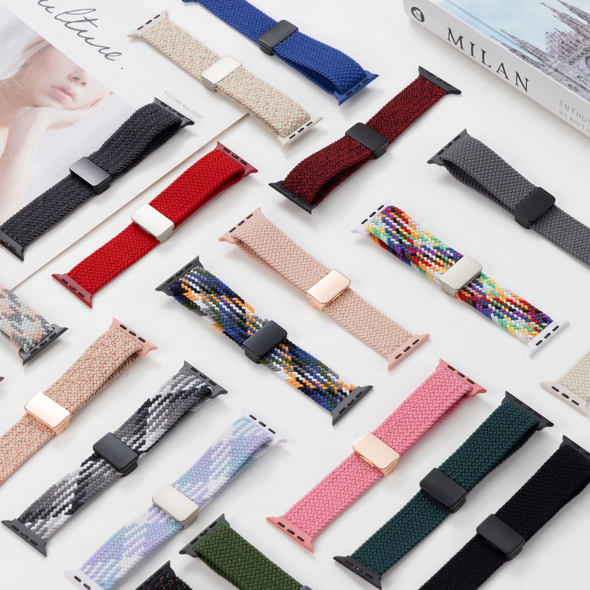 Braided Loop Nylon band for Apple Watch Ultra 2 49mm 46mm 42mm 45mm 41mm Magnetic band Apple Watch 10 9 8 7 6 5 SE 40mm 44mm Band