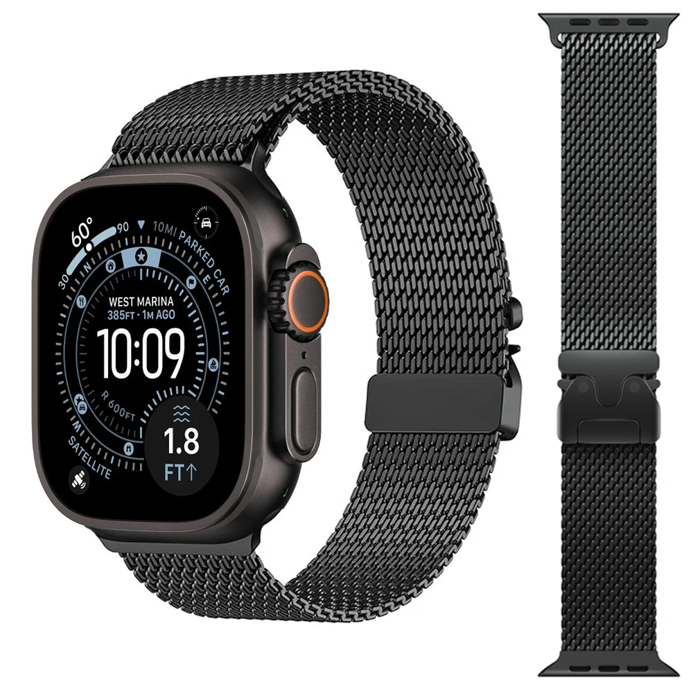 Titanium Milanese Loop for Apple Watch Ultra 3 band 49mm 46mm 45mm 41mm 42mm 44mm correa band Series 11 10 9 8 7 6 5 SE