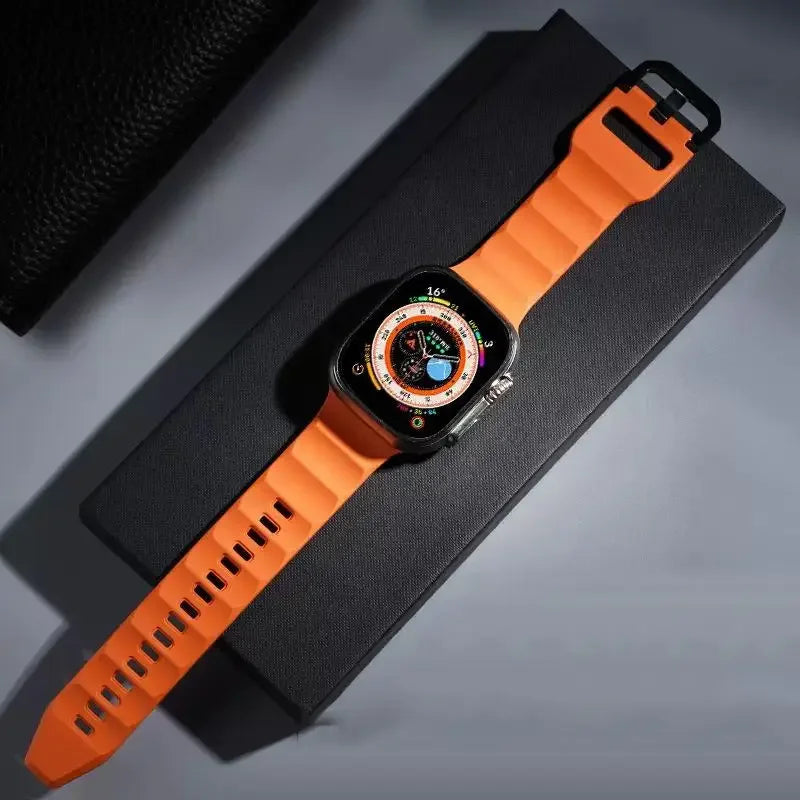 Silicone band For Apple Watch Ultra 3 2 1 49mm 11 10 46mm 42mm 9 8 7 45mm 41mm Wave band Wristband Apple Watch 6 5 SE3 44mm 40mm