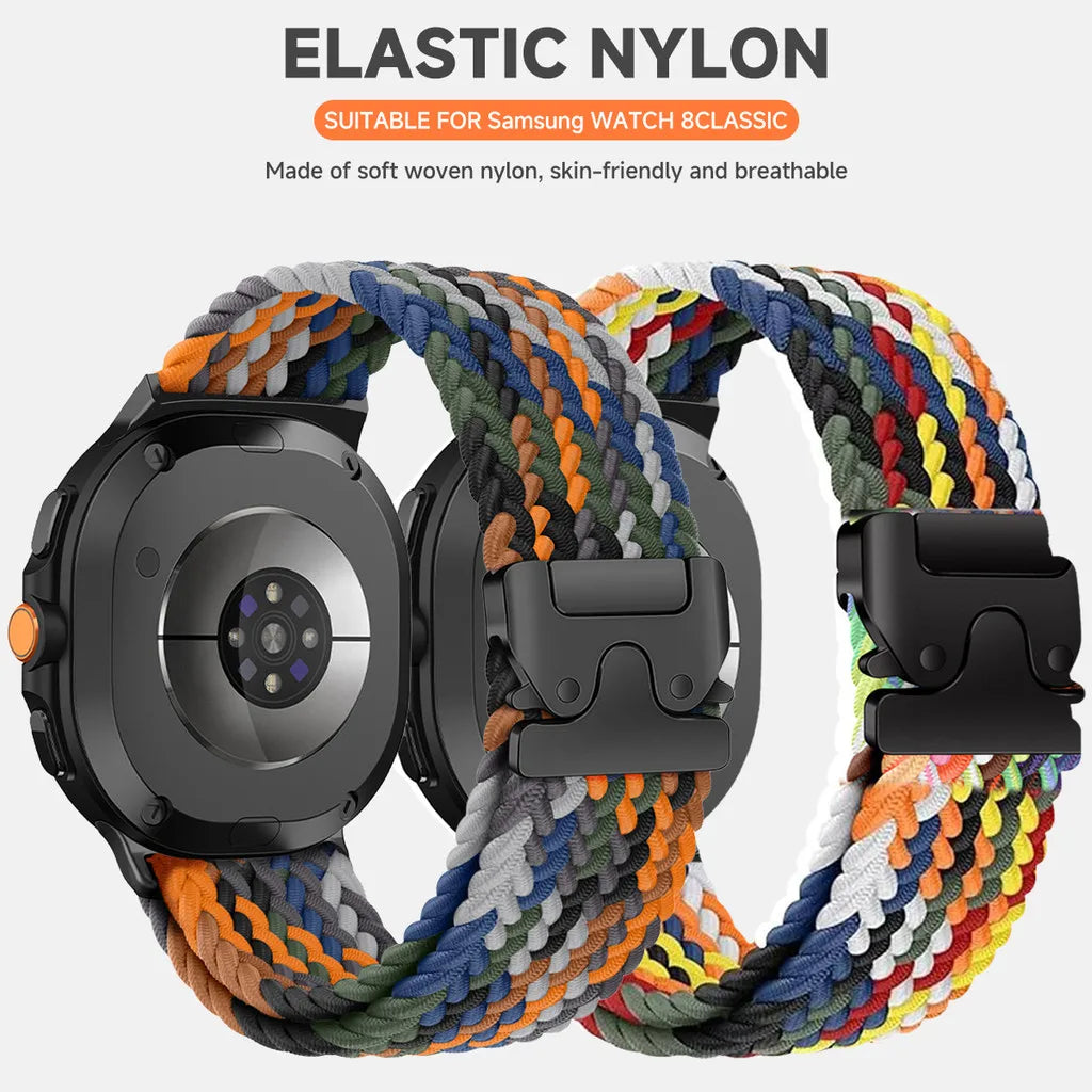 Parachute Buckle Elastic Nylon Strap for Samsung Galaxy Watch 8 40/44mm Luxury Band for Galaxy 8 Classic 46mm Sport Bracelet