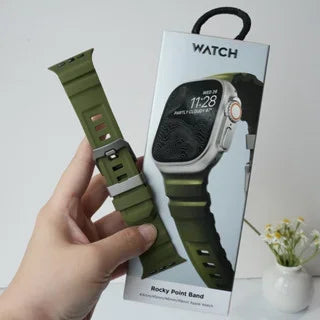 Luxury Silicone band for Apple Watch 46mm Series 10 Ultra 2 49mm 45mm Breathable Sport band for 44mm 42mm Series 9 8 7 6 5 4 3 2 1 SE