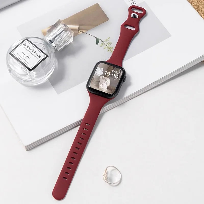 Slim Silicone band for Apple Watch band 44mm 40mm 41mm 45mm 38mm 42mm 49mm 46mm Apple Watch Series 10 9 8 7 SE 6 5 4 Woman band