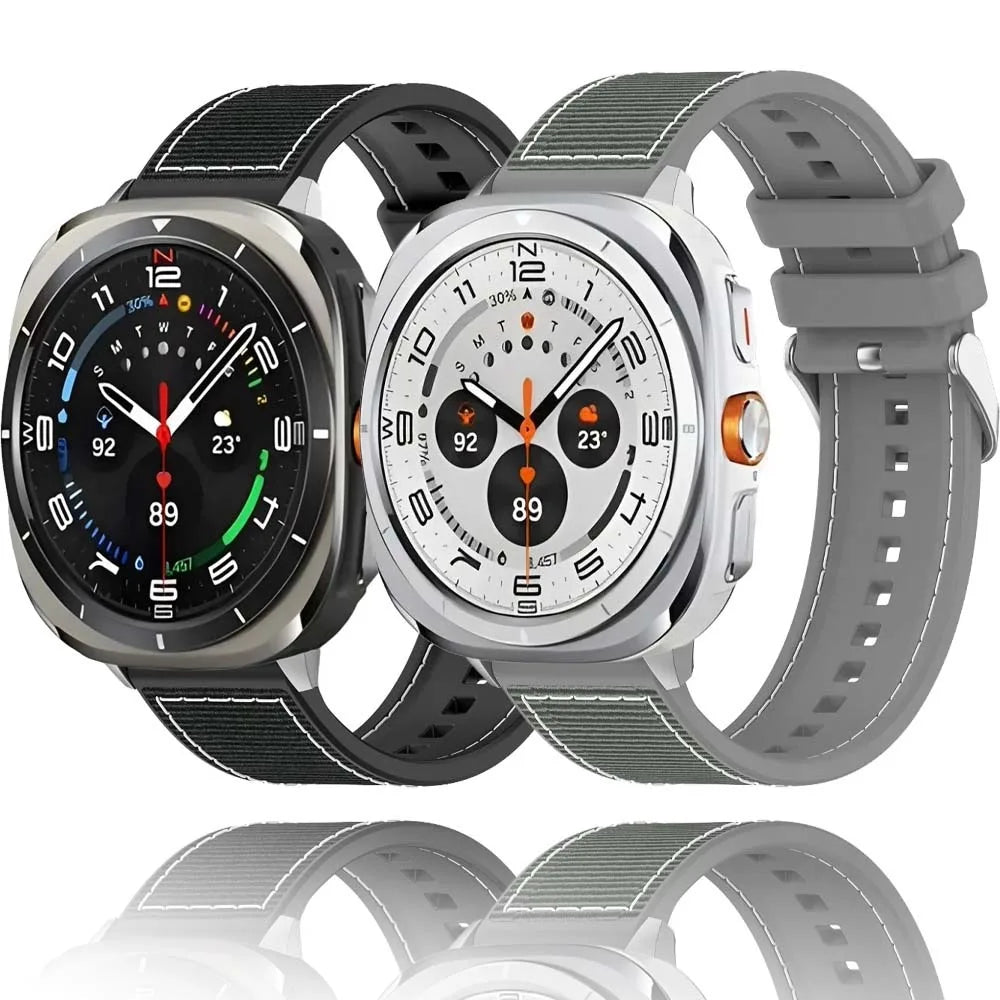 Silicone Nylon Strap for Samsung Galaxy Watch Ultra 8-7 47mm Comfortable Breathable Band Bracelet for Galaxy Watch Ultra 7 47mm