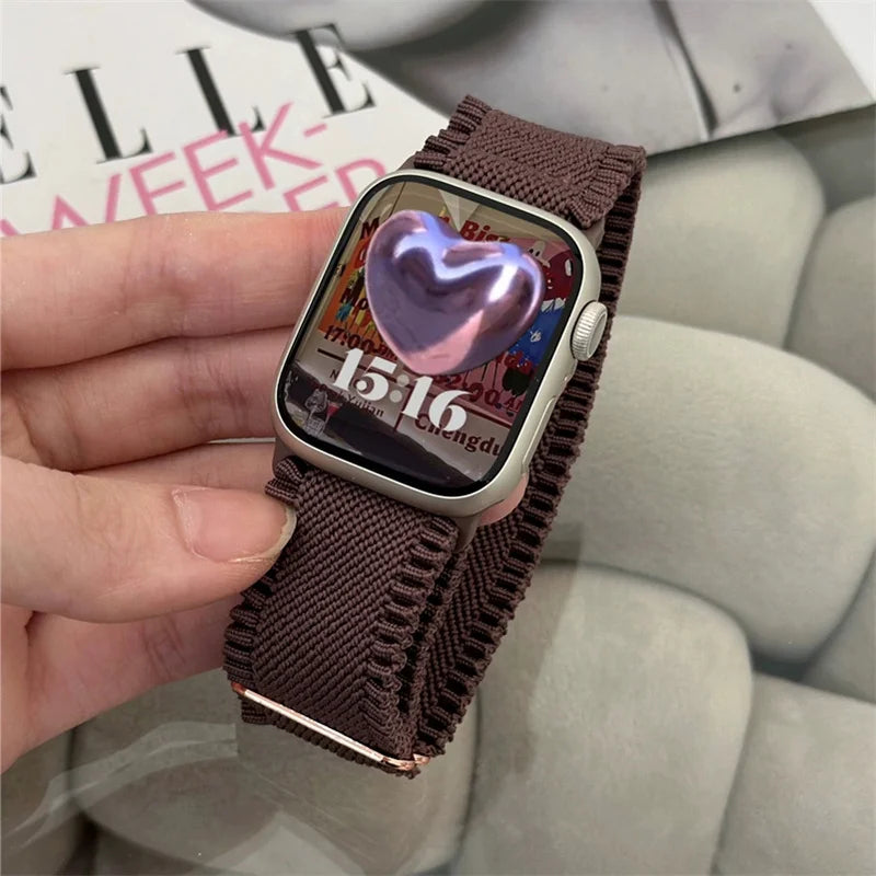 Korea Cute Nylon Elasticity band For Apple Watch band Ultra 2 49mm 45mm 44mm 41mm 42mm Correa Adjustable band For Apple Watch Series 9 8 SE