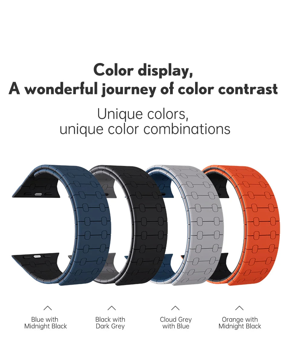 PZOZ Silicone Watch band For Apple Watch Ultra 3 2 49mm Chain Magnetic Wrist band For Apple Watch Series 11 10 9 8 Wristband