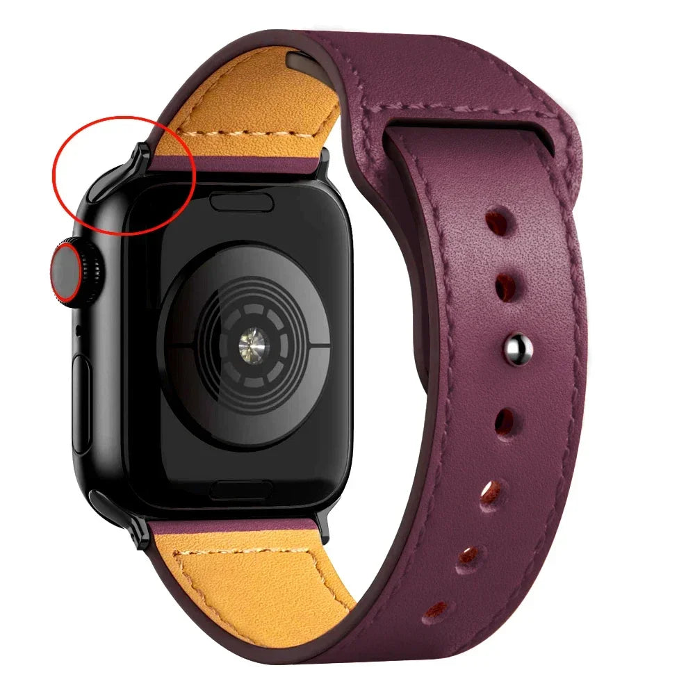 Leather band For Apple Watch Ultra 2 49mm 41mm 45mm 44mm 40mm 46mm 42mm Wrist band for Apple Watch Series 9 8 7 3 4 5 6 10