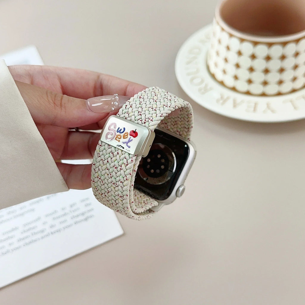 Nylon band For Apple Watch band Ultra 44mm 40mm 45mm 49mm 41mm 44mm magnetic buckle Braided band Apple Watch Series 10 9 SE 7 8