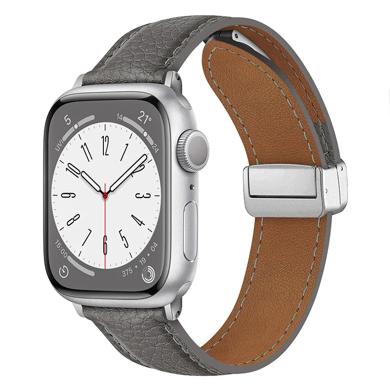 Leather Magnetic Buckle band for Apple Watch 8 7 45mm 41mm Ultra 49mm PU Leather band for Apple Watch Series 6 5 4 3 44mm 42mm 40mm
