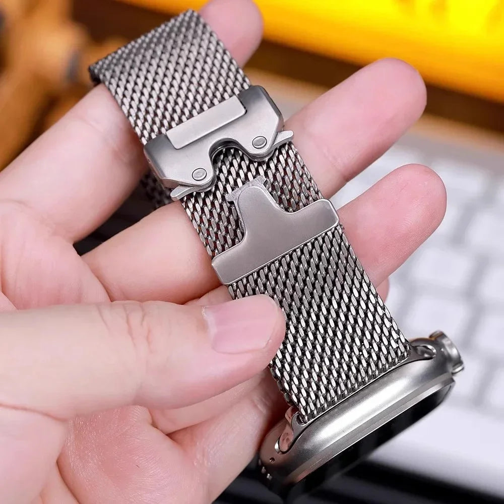 Titanium Milanese Loop For Apple Watch Ultra 2 49mm 46mm 42mm 41mm 45mm 44mm 38mm 40mm Series 10 9 8 7 6 5 4 SE band Accessories