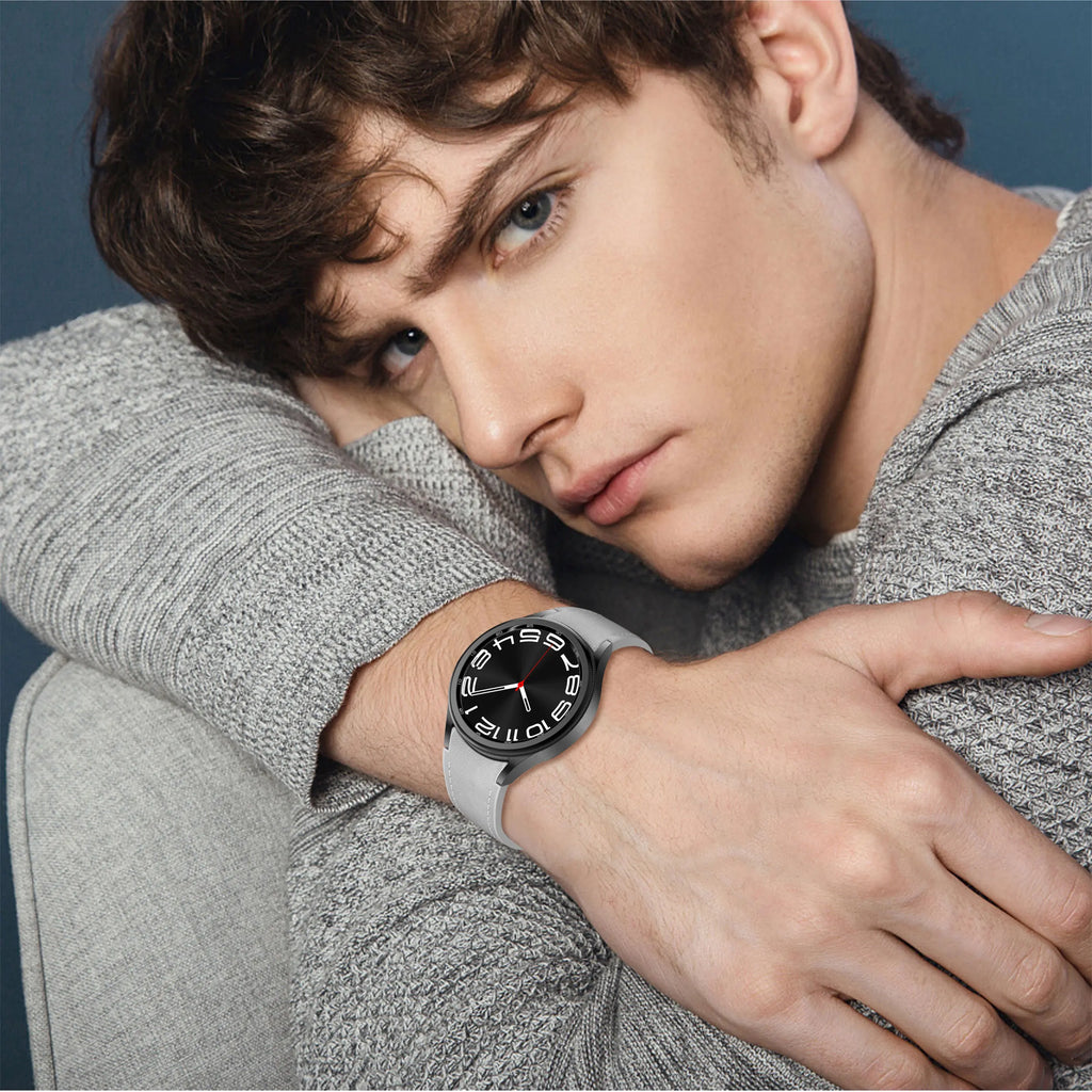 Genuine Leather+silicone Strap for Samsung Galaxy Watch 6 5 7 44mm 40mm 20 Bracelet Galaxy Watch 6 4 Classic 47mm 46mm 43mm 42mm