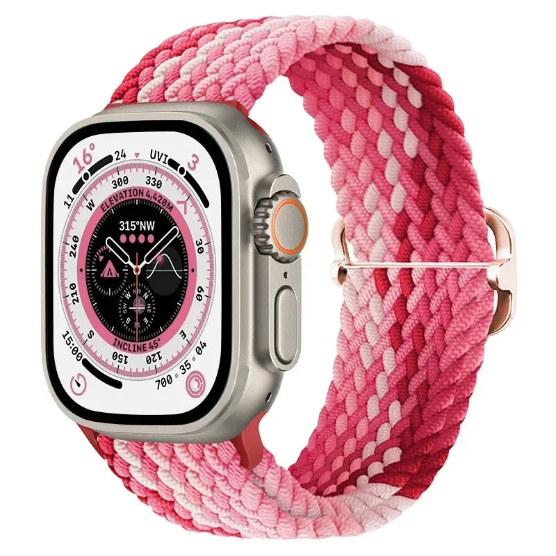 Nylon band for Apple Watch Ultra 2 band 49mm 40mm 44mm 41mm S10 46mm Elastic Braided Loop band Apple Watch Series 9 8 7 6 SE 5 4