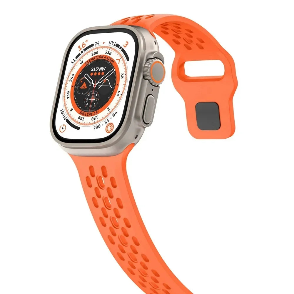 Sport Silicone band for Apple Watch Ultra 2 1 10 42mm 46mm 49mm Soft Breathable band Wristband Apple Watch Series 9 8 7 6 5 4 SE Band