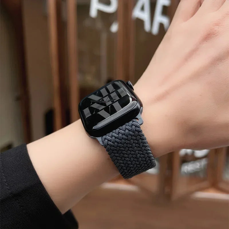 Braided band For Apple Watch band 45mm Ultra 2 49mm 44mm 40mm 41mm 42mm 46mm Elastic adjustable band Series 10 9 8 7 3 5 SE 6 4