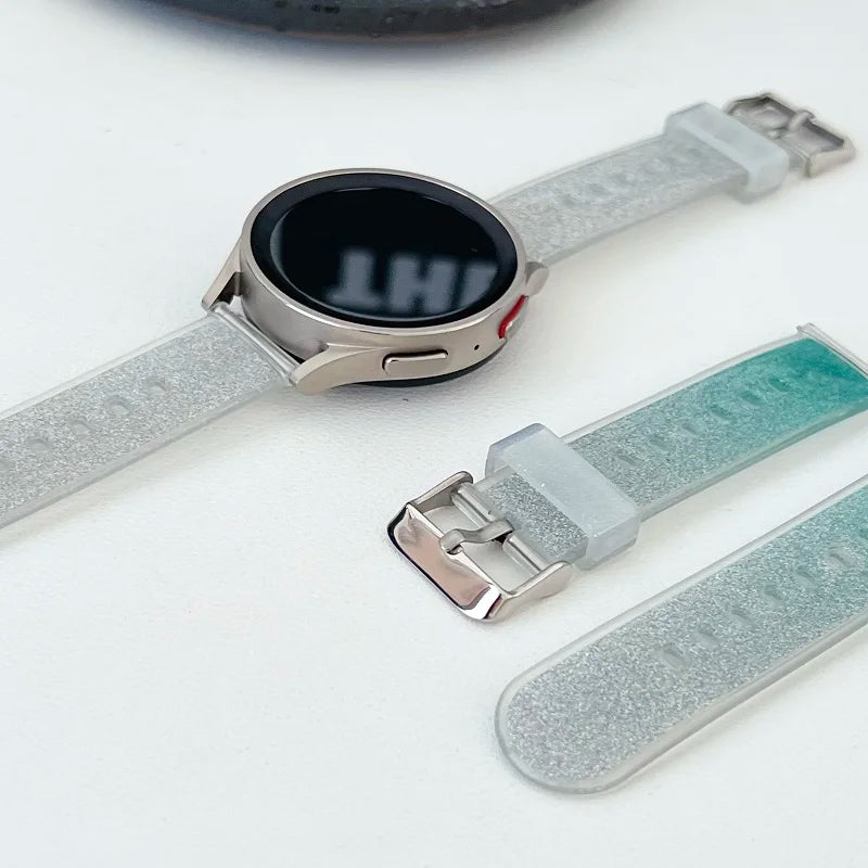 20mm/22mm strap For Samsung Galaxy watch 7-5-pro-6-4-classic 40mm 44mm Bling Transparent bracelet Huawei GT 4/3/2/2e/pro band