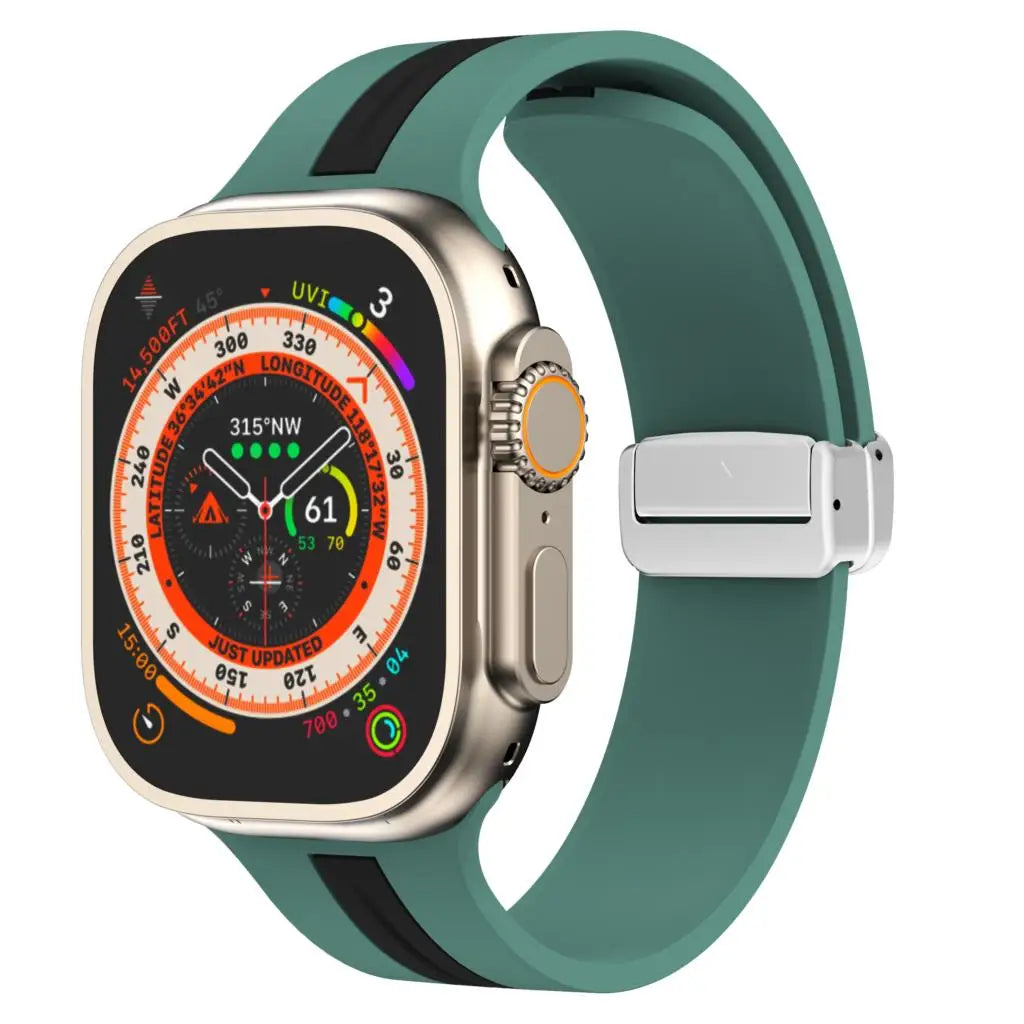 Magnetic buckle band For Apple Watch Ultra 2 band 49mm 44mm 40mm 45mm 41mm 38mm Silicone band Apple Watch Series 7 3 6 5 SE 8 9