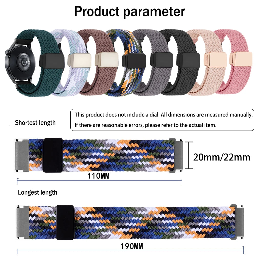 20mm 22mm Parachute Straps For Galaxy Watch Band 7/FE/6/5/pro/4/Classic/active 2/Gear s3 correa Bracelet Huawei watch GT 5 4 3 2