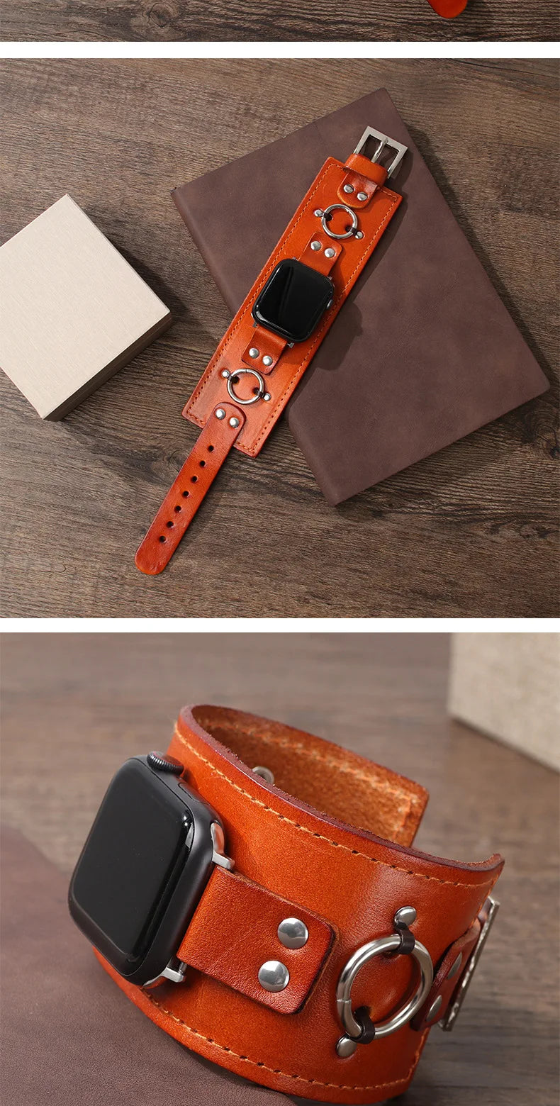 Genuine leather band for Apple Watch band loop 44mm 45mm watch band for Apple Watch Ultra 49mm 45mm 41mm 8 7 6 5 4 band accessories