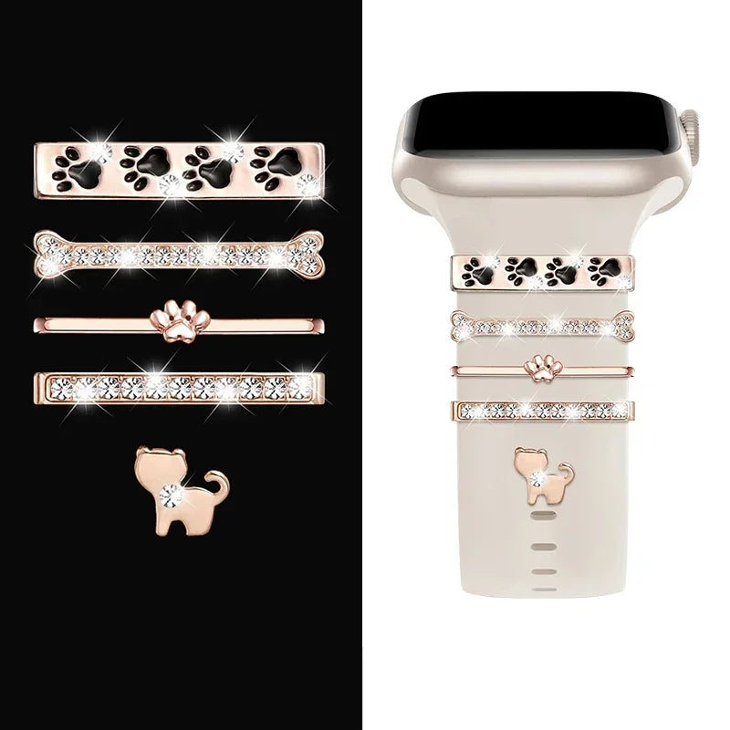 Decoration For Apple Watch Ultra 2 band 10 9 8 7 Diamond Jewelry Charms Accessories samsung Huawei watch band 20 22mm band